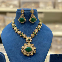Hira Collections Grand Polki Kundan Stone And Austrian Stone Necklace Set
