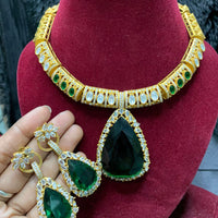 Hira Collections Designer Crystal Stone And Austrian Stone Necklace Set 