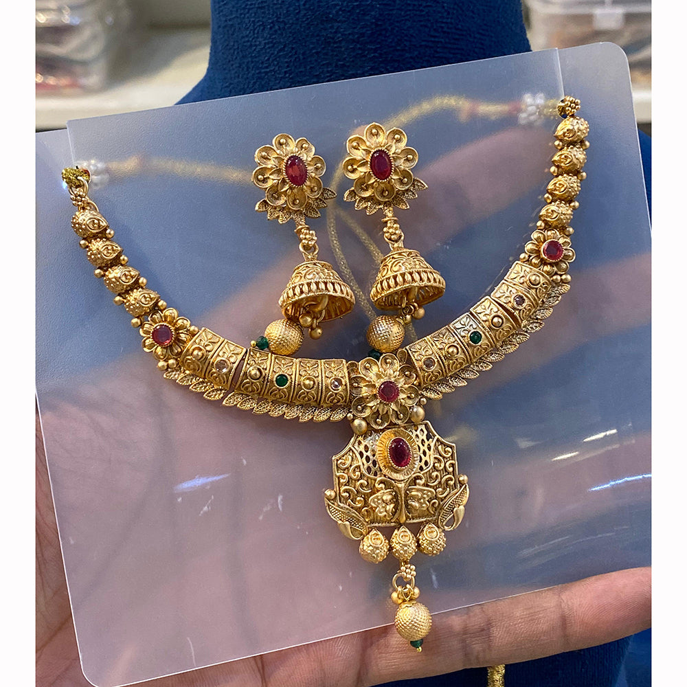 Hira Collections Heritage Pota Stone Necklace Set