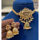 Hira Collections Heritage Pota Stone And Pearl Choker Necklace Set