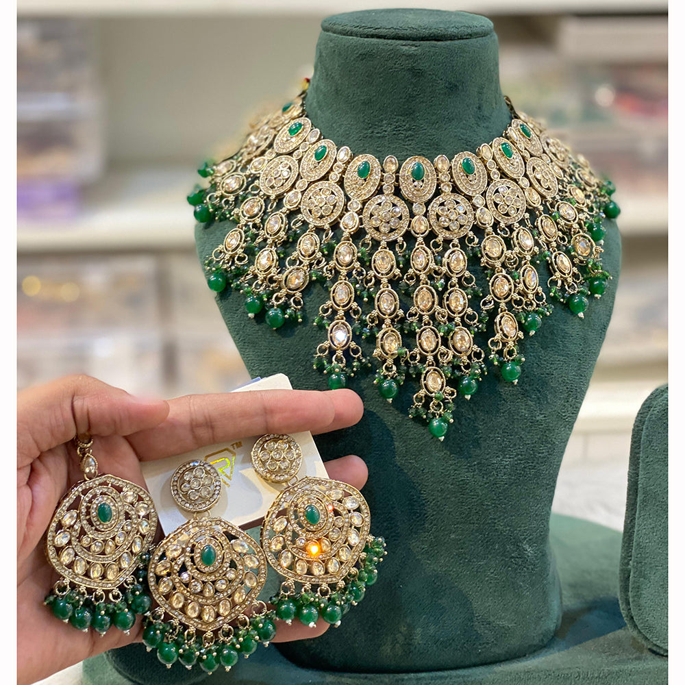 Hira Collection Sparkling Crystal And Beaded Elegance Necklace Set