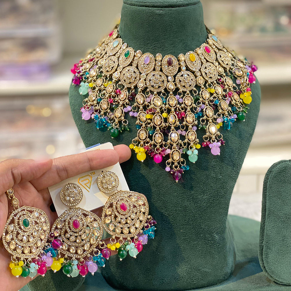 Hira Collection Sparkling Crystal And Beaded Elegance Necklace Set