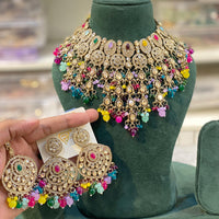 Hira Collection Sparkling Crystal And Beaded Elegance Necklace Set