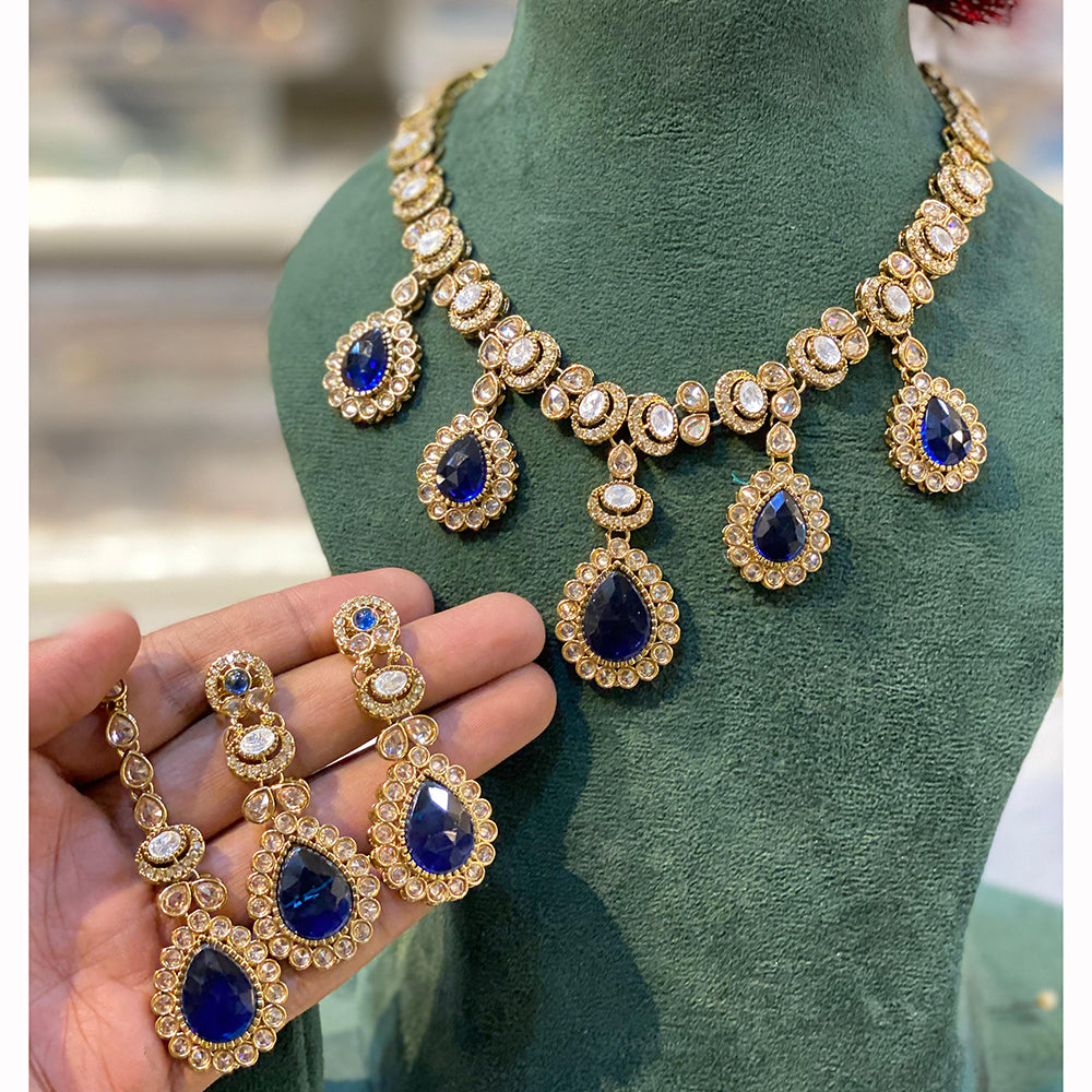 Hira Collection Sparkling Crystal And Beaded Elegance Necklace Set