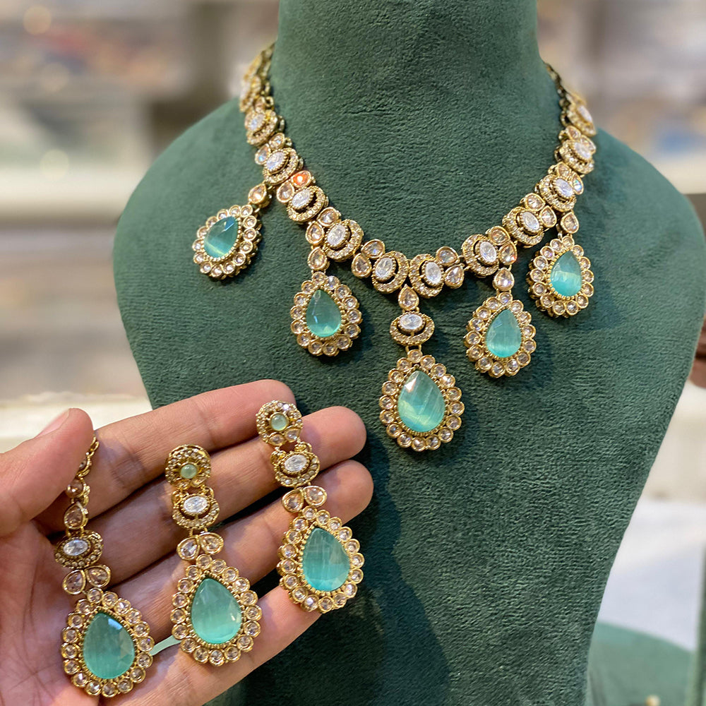 Hira Collection Sparkling Crystal And Beaded Elegance Necklace Set