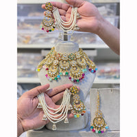 Hira Collection Sparkling Kunda And Pearl Elegance Necklace Set