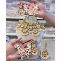 Hira Collection Sparkling Kunda And Pearl Elegance Necklace Set
