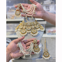 Hira Collection Sparkling Kunda And Pearl Elegance Necklace Set