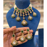 Hira Collection Sparkling Crystal And  Pearl Elegance Necklace Set