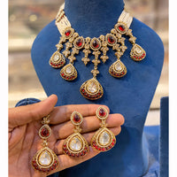 Hira Collection Sparkling Crystal And  Pearl Elegance Necklace Set