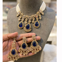 Hira Collection Sparkling Crystal And  Pearl Elegance Necklace Set