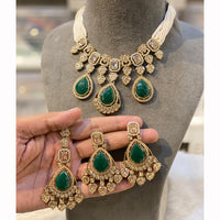 Hira Collection Sparkling Crystal And  Pearl Elegance Necklace Set