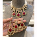 Hira Collection Sparkling Crystal And  Pearl Elegance Necklace Set