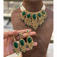 Hira Collection Sparkling Crystal And  Pearl Elegance Necklace Set