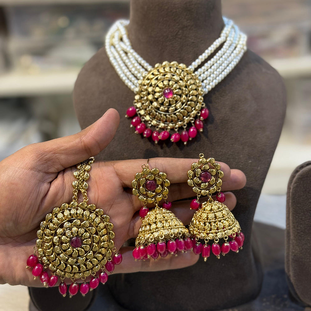 Hira Collection  Pearl Beauty And Beadwork Necklace Set