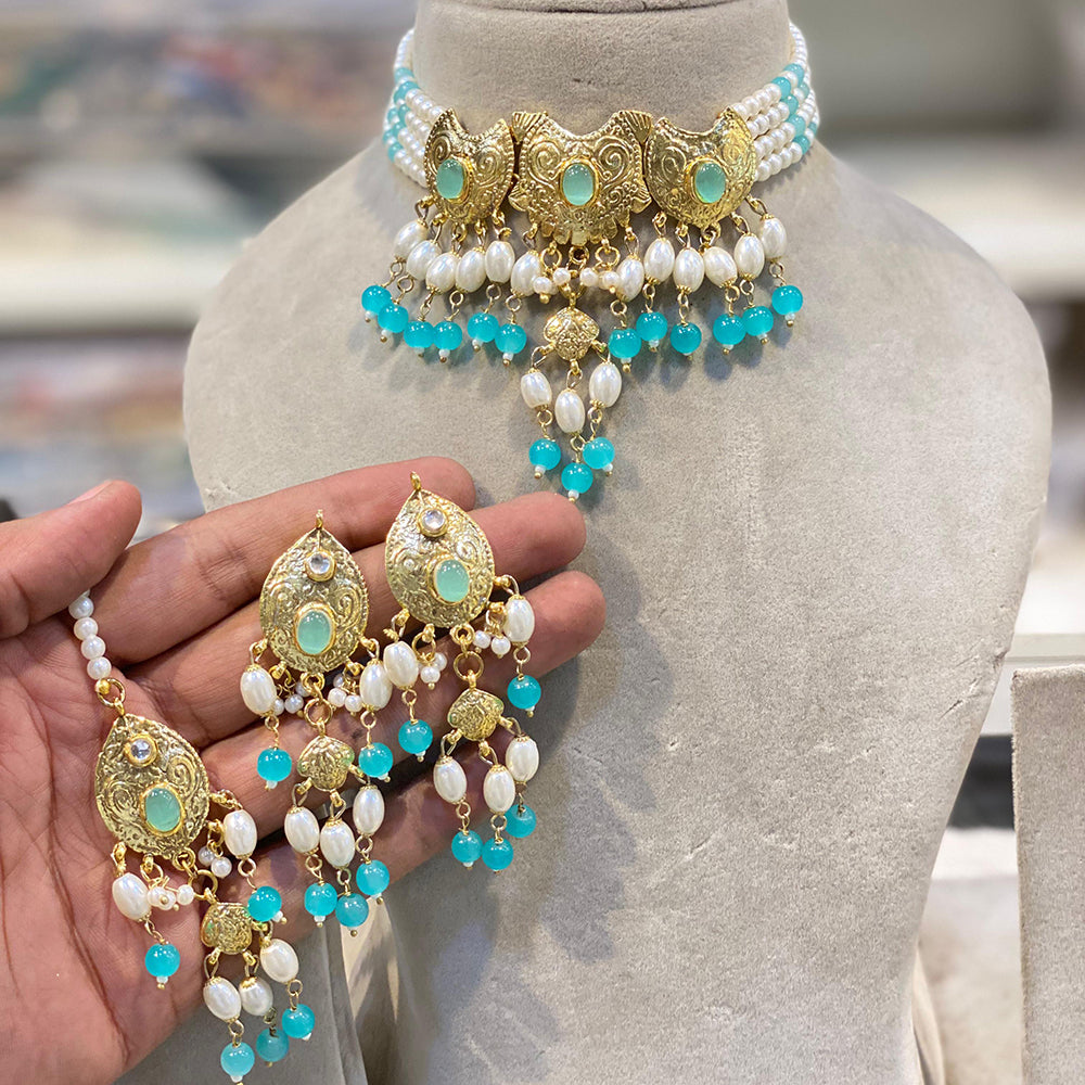 Hira Collection  Pearl Beauty And Beadwork Necklace Set