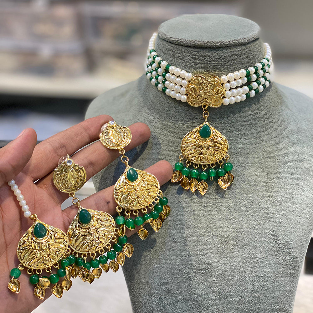 Hira Collection  Pearl Beauty And Beadwork Necklace Set