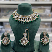 Hira Collections Designer Kundan Stone Pearl And Beads Choker Necklace Set
