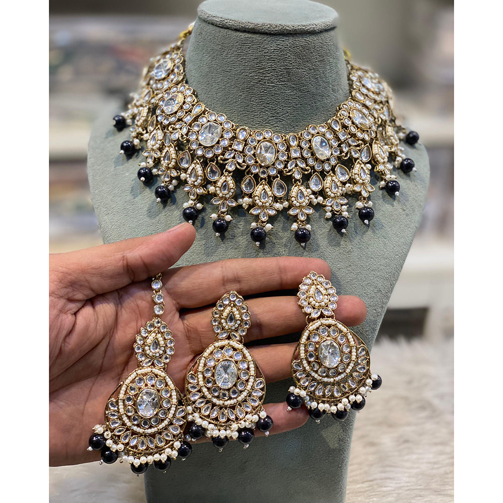 Hira Collections Designer Kundan Stone Pearl And Beads Choker Necklace Set