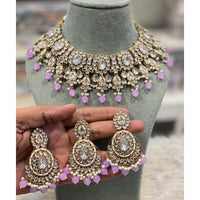 Hira Collections Designer Kundan Stone Pearl And Beads Choker Necklace Set