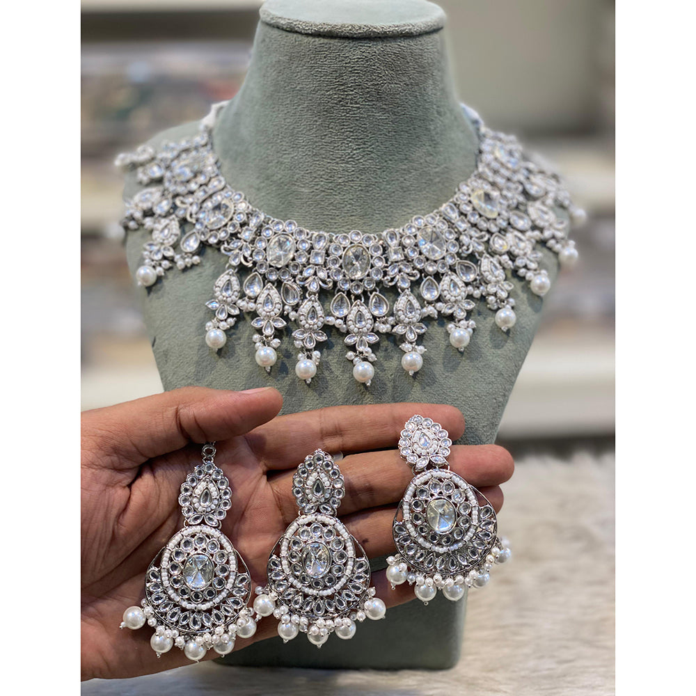 Hira Collections Designer Kundan Stone Pearl And Beads Choker Necklace Set