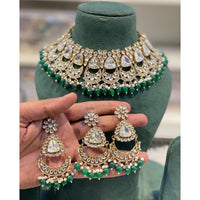 Hira Collections Designer Kundan Stone Pearl And Beads Choker Necklace Set