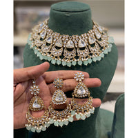 Hira Collections Designer Kundan Stone Pearl And Beads Choker Necklace Set