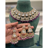 Hira Collections Designer Kundan Stone Pearl And Beads Choker Necklace Set