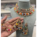 Hira Collections Premium Crystal Stone Pearl And Beads Choker Necklace Set