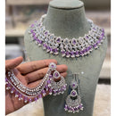 Hira Collections Premium Crystal Stone Pearl And Beads Choker Necklace Set