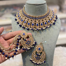 Hira Collections Premium Crystal Stone Pearl And Beads Choker Necklace Set