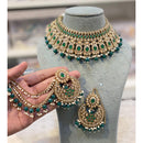 Hira Collections Premium Crystal Stone Pearl And Beads Choker Necklace Set