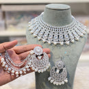 Hira Collections Premium Crystal Stone Pearl And Beads Choker Necklace Set