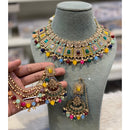 Hira Collections Premium Crystal Stone Pearl And Beads Choker Necklace Set