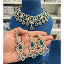 Hira Collection Kundan And Crystal Stone Elegance Necklace Set With Maang Tikka