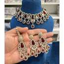 Hira Collection Kundan And Crystal Stone Elegance Necklace Set With Maang Tikka