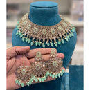 Hira Collection Crystal Stone And Beads Necklace Set With Maang Tikka