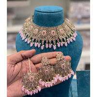 Hira Collection Crystal Stone And Beads Necklace Set With Maang Tikka