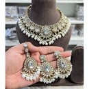 Hira Collection Crystal And Beads Necklace Set With Maang Tikka