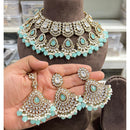 Hira Collection Crystal And Beads Necklace Set With Maang Tikka