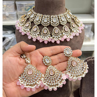 Hira Collection Crystal And Beads Necklace Set With Maang Tikka