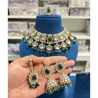 Hira Collection Crystal And Austrian Ston Necklace Set With Maang Tikka