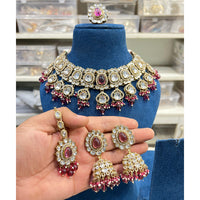 Hira Collection Crystal And Austrian Ston Necklace Set With Maang Tikka