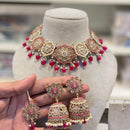 Hira Collection Crystal And Pota Stone Necklace Set With Maang Tikka