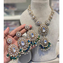 Hira Collection Crystal Stone And Beads Necklace Set With Maang Tikka