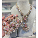 Hira Collection Crystal Stone And Beads Necklace Set With Maang Tikka