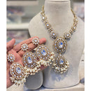 Hira Collection Crystal Stone And Beads Necklace Set With Maang Tikka