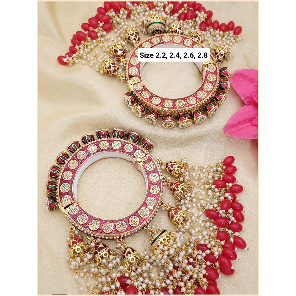 Hira Collections Gold Plated Meenakari And Beads Latkan Bangles Set