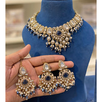 Hira Collection Crystal And Austrian Stone Necklace Set With Maang Tikka