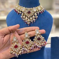 Hira Collection Crystal And Austrian Stone Necklace Set With Maang Tikka